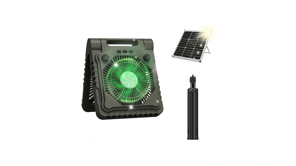 Colonost Fan 10000mah Portable Fan, 3-speed Settings With Led Lantern,solar