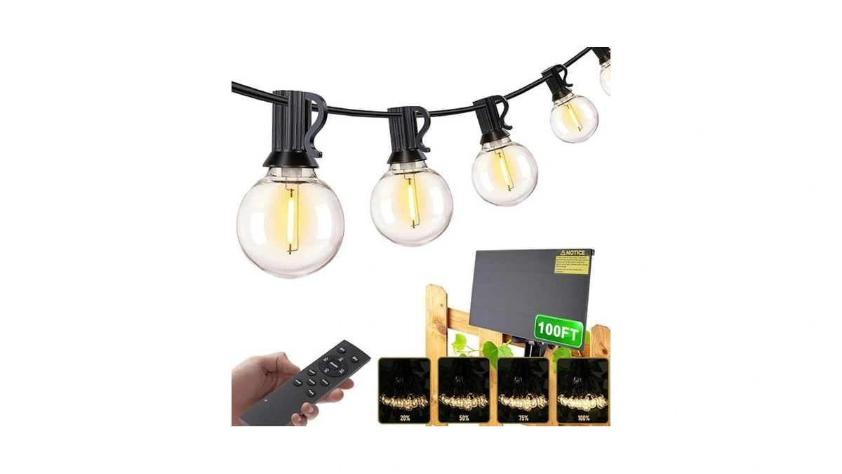 Yjsqoeoe Solar String Lights Outdoor, 24v Energy-saving Led Globe Patio