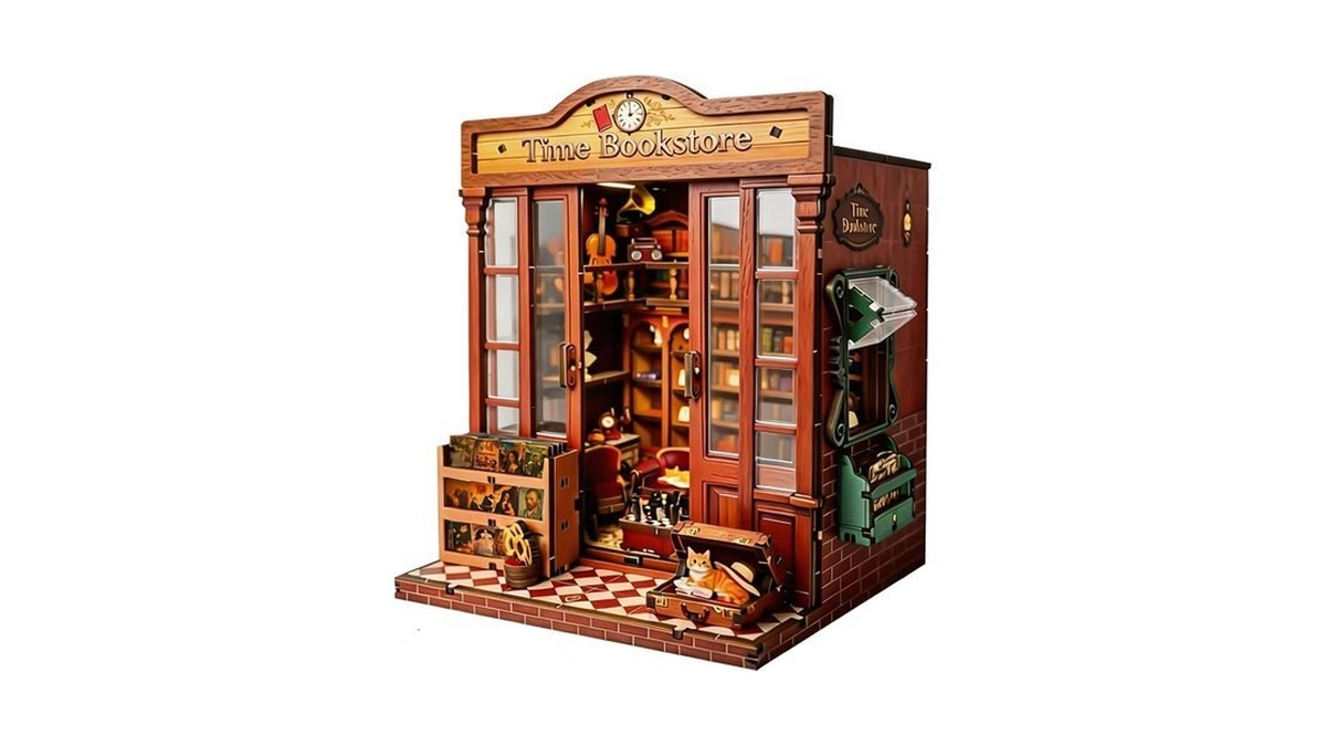 Diy Book Nook Kit Miniature House With Warm Light, Time