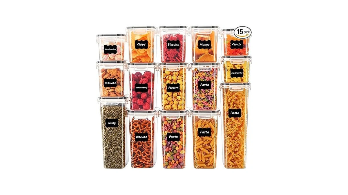 Asnews 15pc Pantry Storage Containers, Airtight Food Storage Containers With