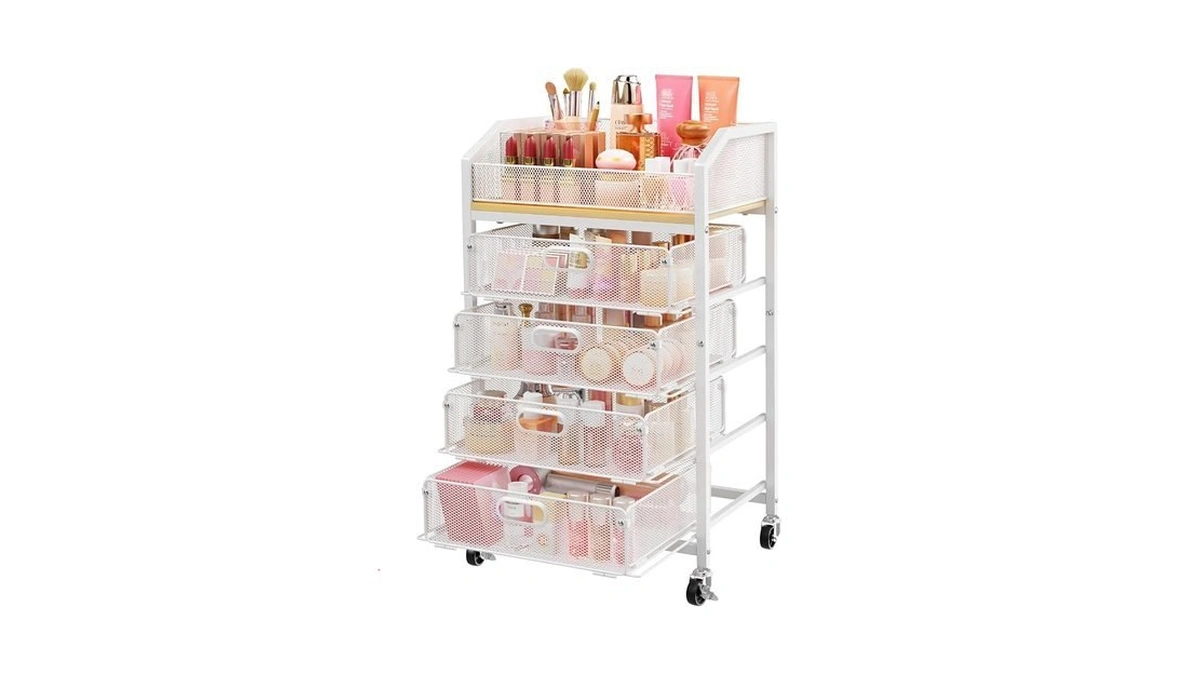 Sunally Makeup Organizer Cart With 4 Drawers, Rolling Makeup Storage