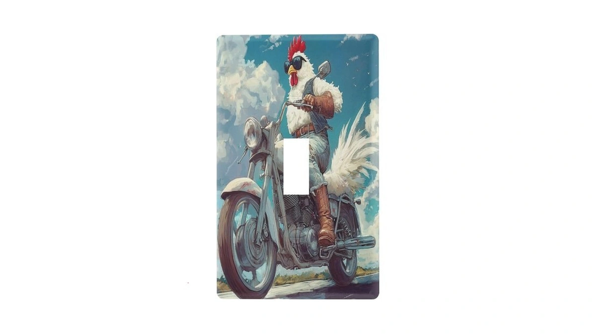 Ctyshtdl Decorative Light Switch Cover Chicken Rooster Motorcycle Electrical Receptacle