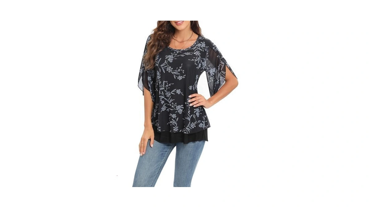 Axbyczd Flattering Tops For Women 3/4 Sleeve Flutter Elegant Dressy