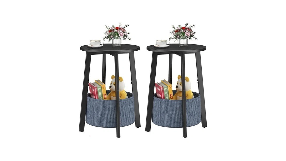 Sthmec Small Round Side End Table Set Of 2 With