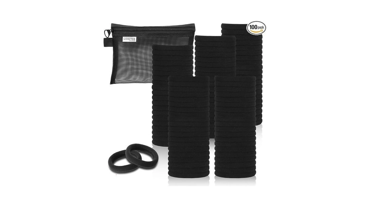Black Hair Ties, 100 Pack Nylon Elastic Bands For Women,
