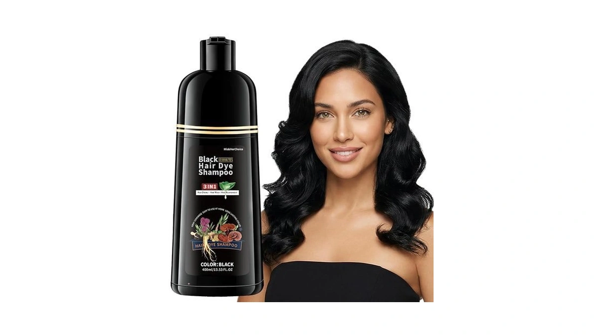 His&herchoice Black Hair Dye Shampoo, 3-in-1 Hair Color For Gray