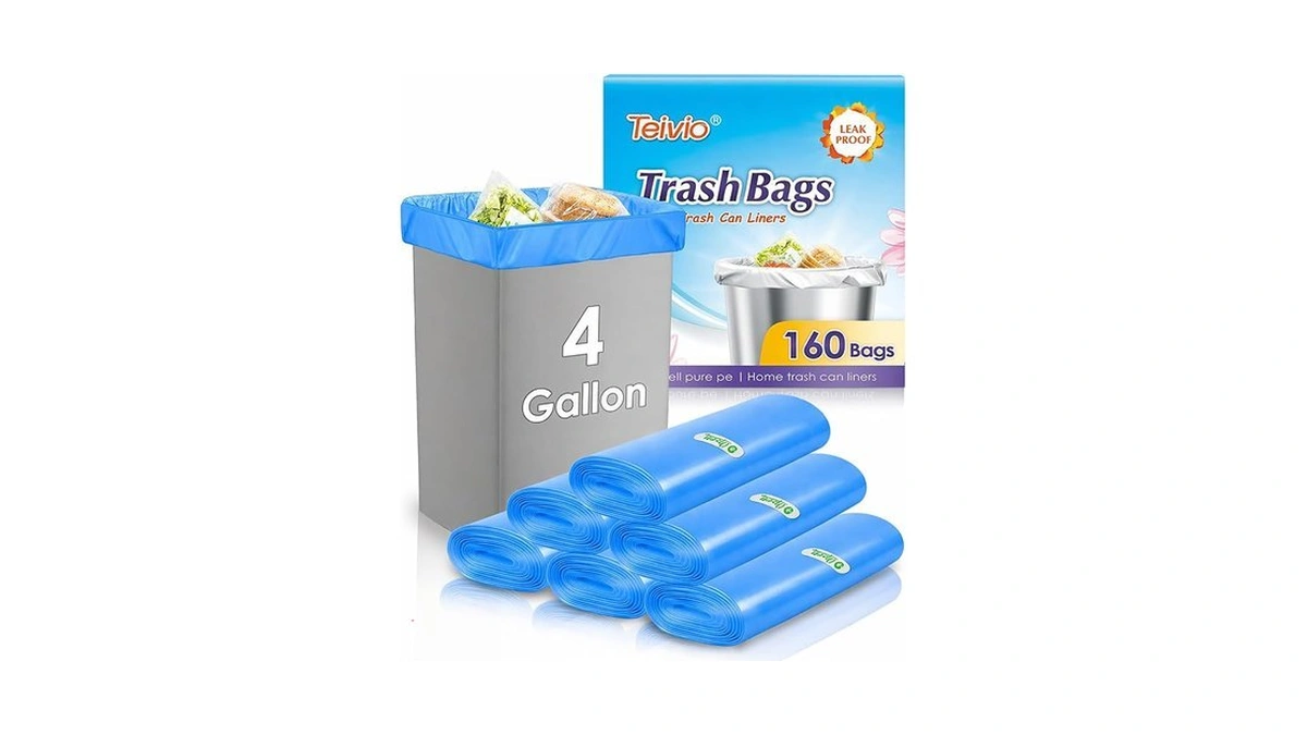 Teivio Small Trash Bags 4 Gallon 160 Counts Garbage Bags,