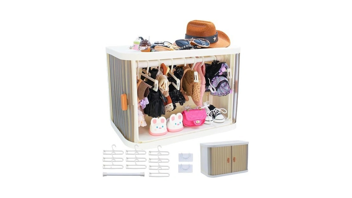 Foldable Doll Wardrobe Storage Box Compatible With Labubu Clothes With