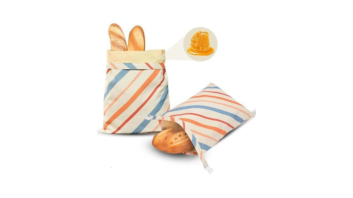 Yeshartg Reusable Beeswax Bread Bags, 2-pack Organic Beeswax-lined Cotton Storage