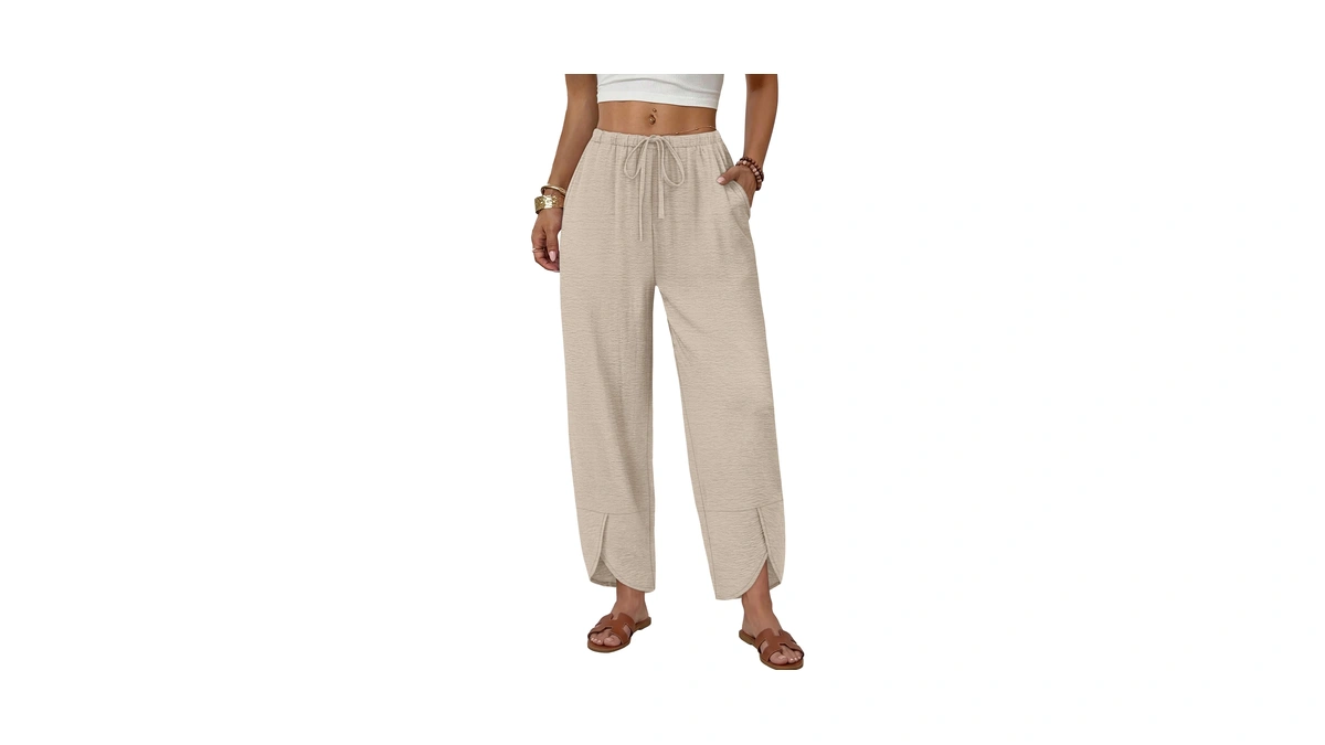 Sampeel Linen Pants Women Wide Leg Palazzo Pa...