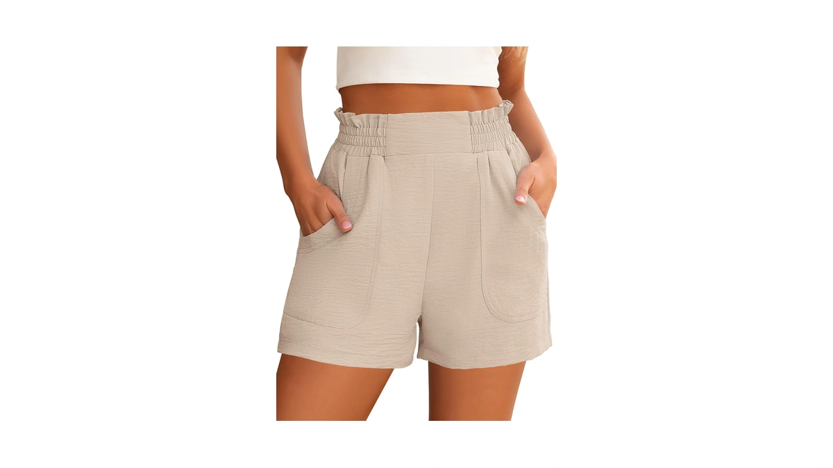 Anrabess Shorts For Women Summer Casual Elastic High Waisted Wide