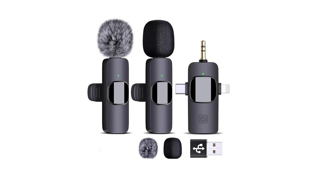 Enjoypro 3 In 1 Wireless Lavalier Microphones For Iphone, Ipad,