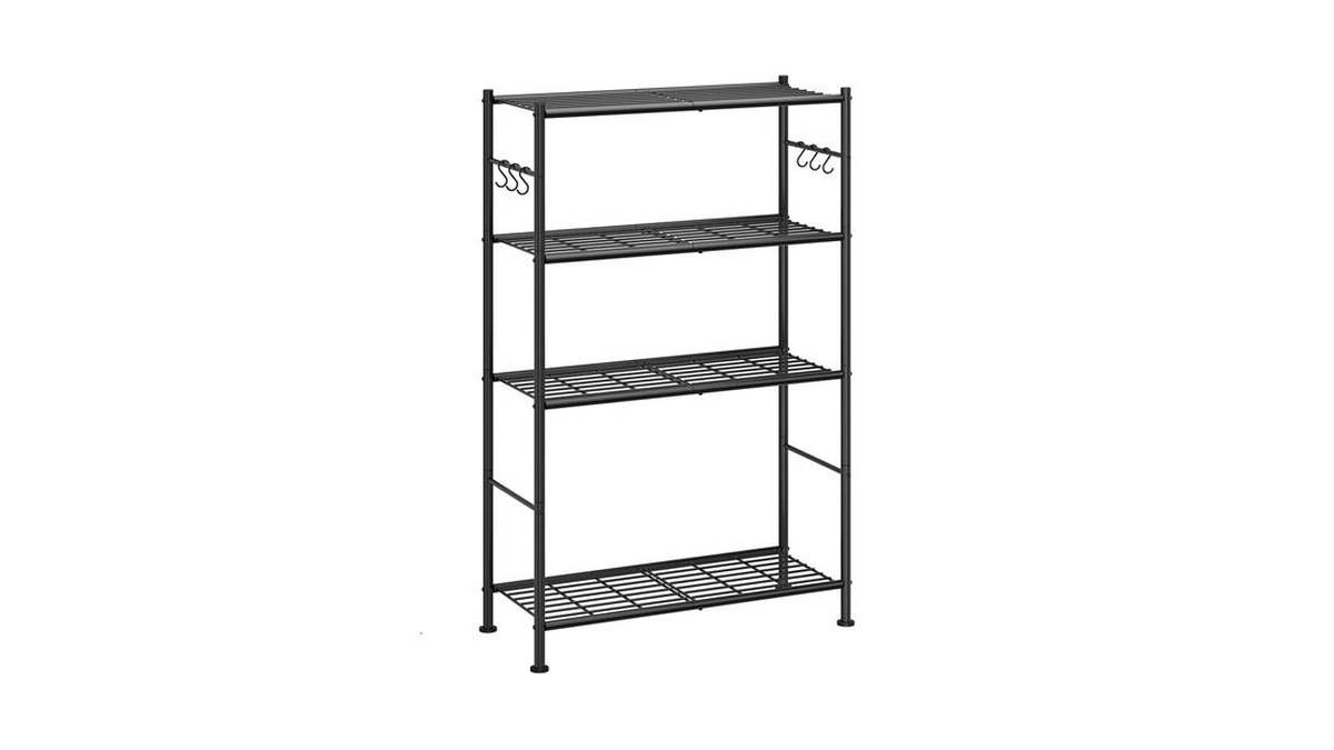 Sakugi Storage Shelves - 4-tier Spacious Shelf Organizer With Hooks