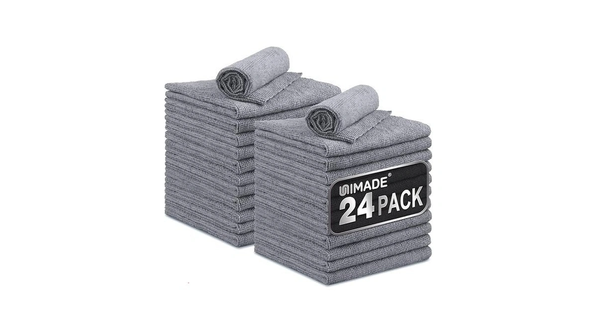 Unimade Microfiber Cleaning Cloth, 24 Pack Reusable Microfiber Towels For