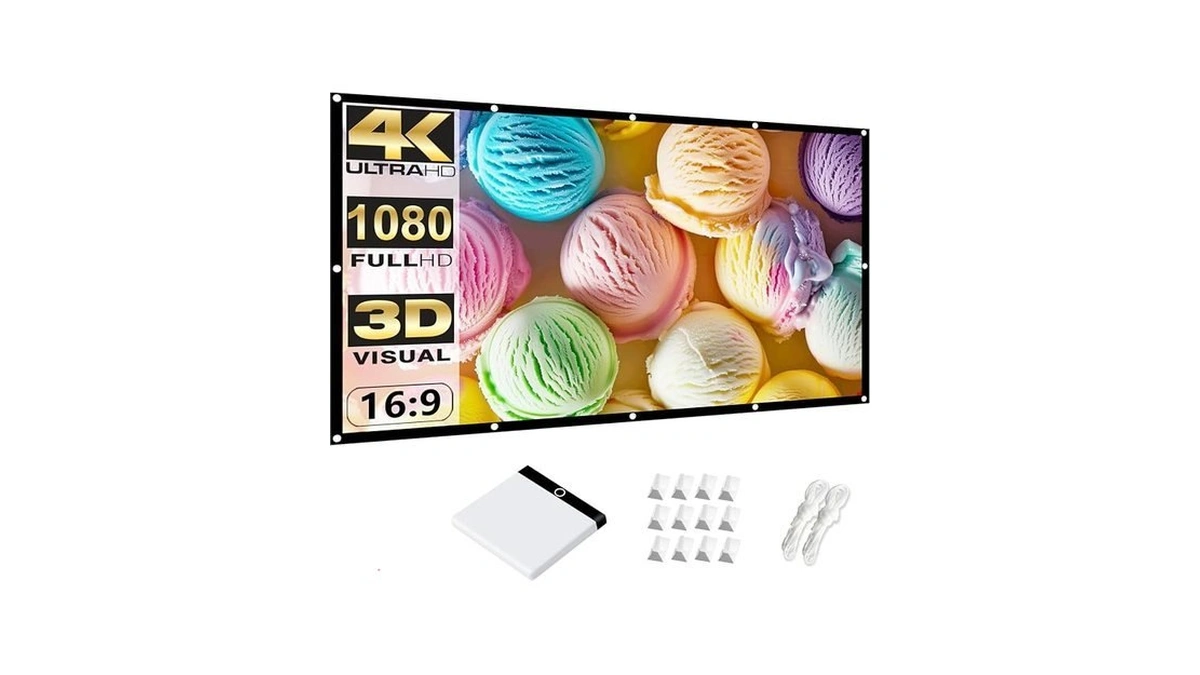 Wediou 150 Inch Outdoor Projector Screen: Double-sided Anti-crease 4k Hd
