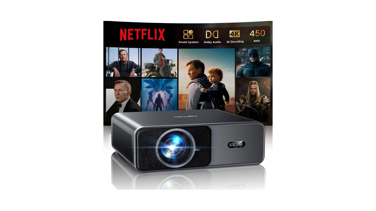 Smart Projector【compatible With Netflix】4k Projector With Wifi 6 And 2-way