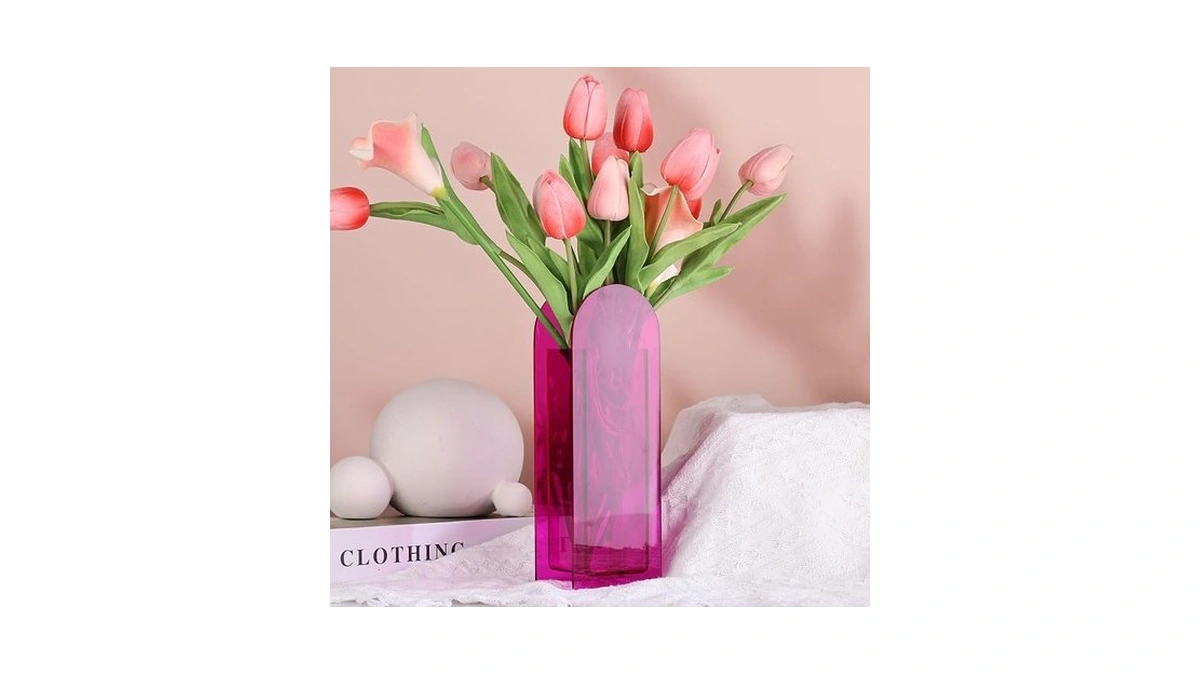 Purple Acrylic Vase Arched For Modern Aesthetic Room Decor, Hot