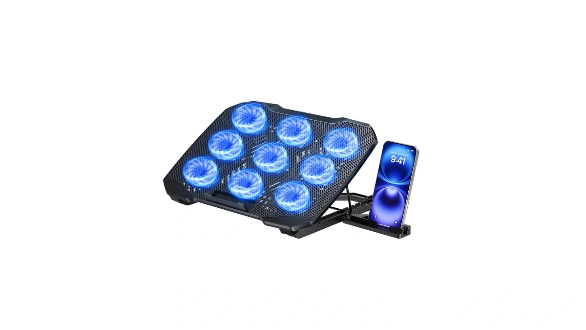 Tecknet Laptop Cooling Pad With Phone Stand, 9 Quiet Fans