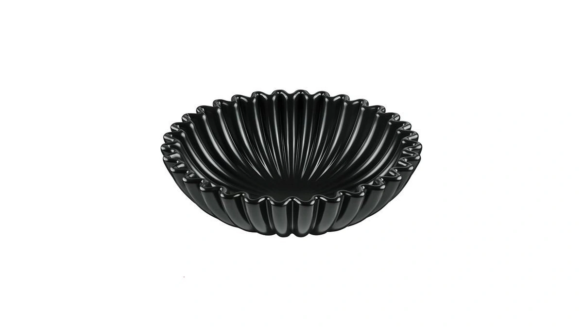 Kuledm Ceramic Decorative Bowl Home Decor - 10in Black Scalloped