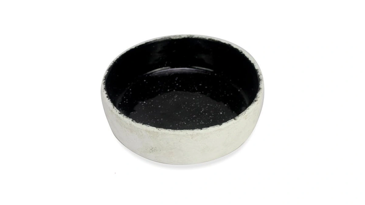 Roro 8 Inch Handmade Ceramic Bowl, Rustic White & Starry