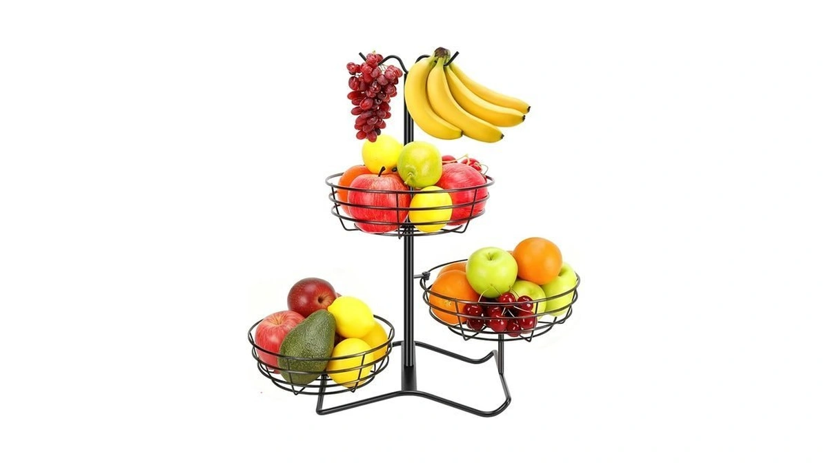 Winmien 3 Tier Fruit Basket Bowl With 2 Banana Hooks,