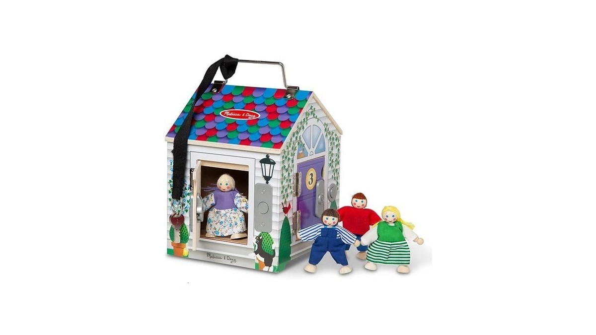 Melissa & Doug Take-along Wooden Doorbell Dollhouse - Doorbell Sounds,