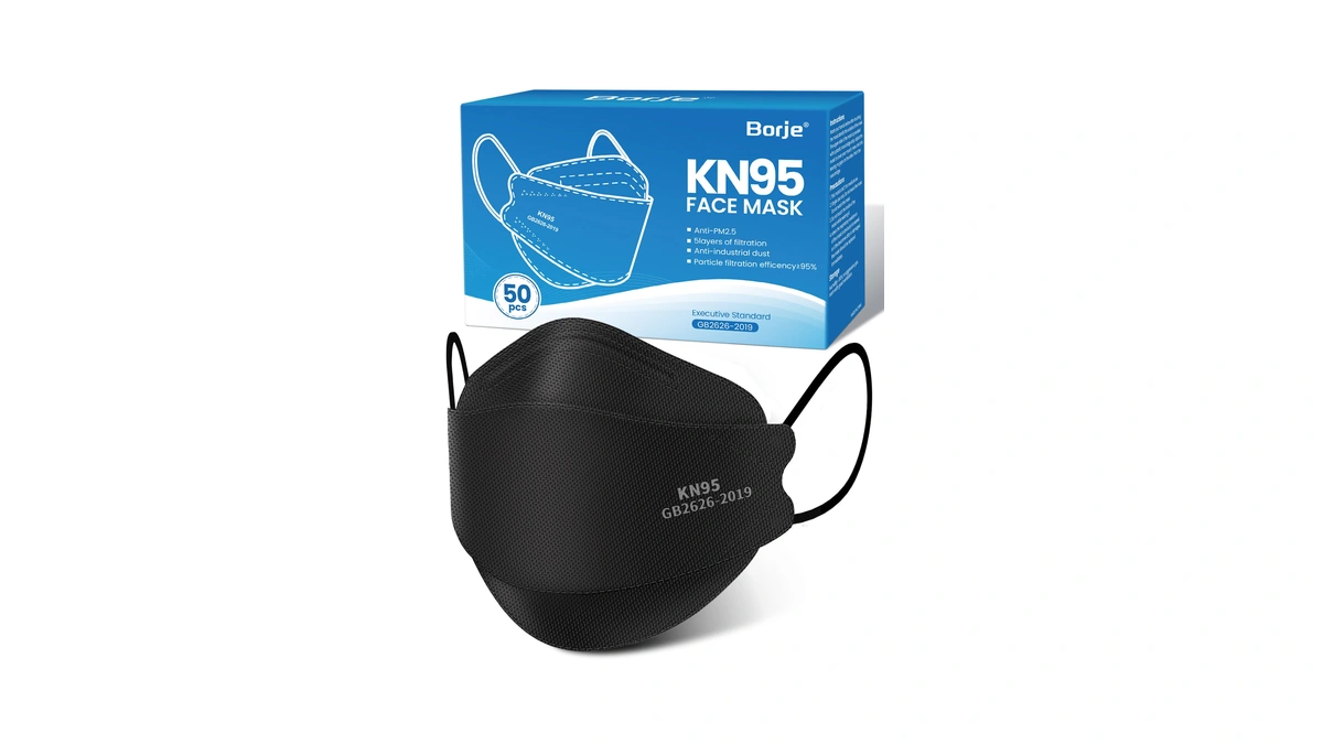 Borje Kn95 Face Masks For Adults 50 Pack,5-ply Black Disposable