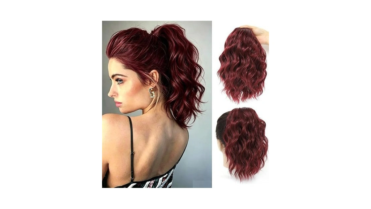 Afnote Ponytail Extension,12 Inch Red Drawstring Ponytail Hair Extensions