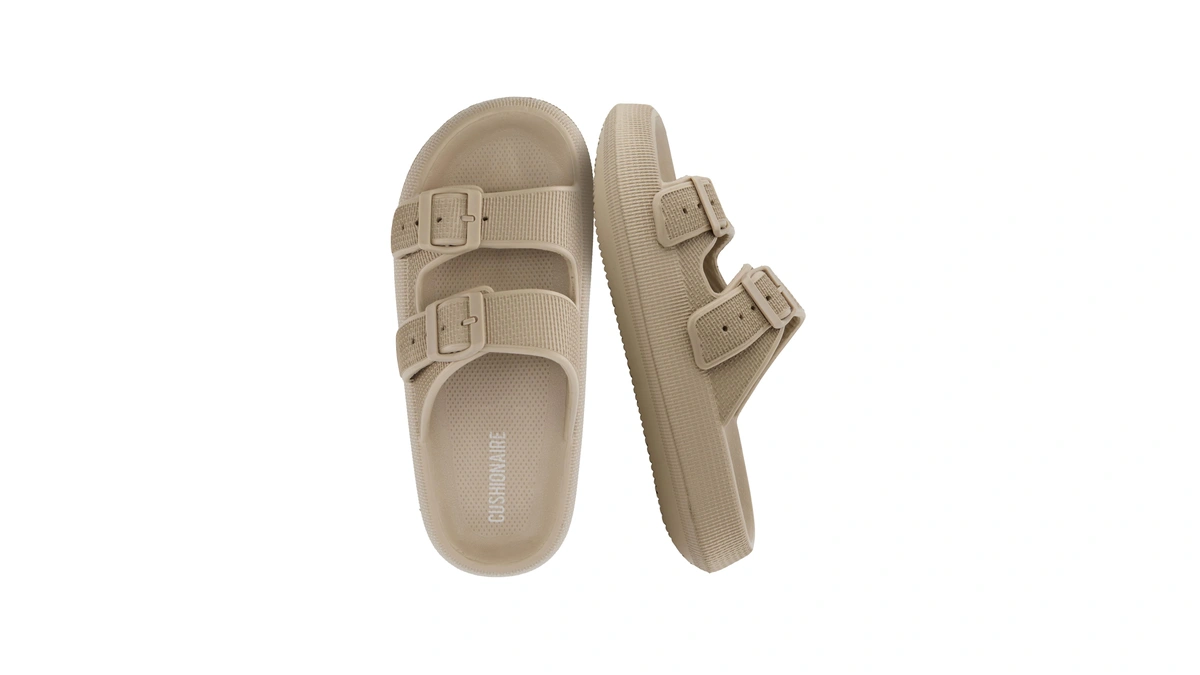 Cushionaire Fame Pillow Recovery Sandals For Women, Adjustable Double Buckle