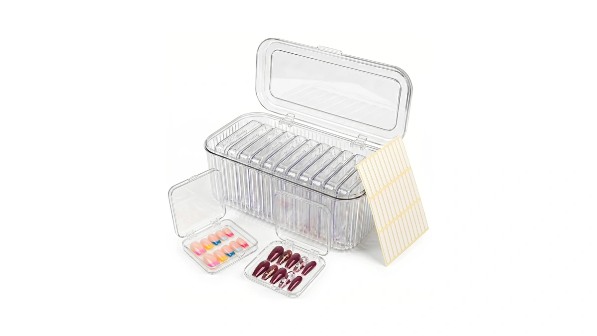 Kyvenly Press On Nail Organizer 12pcs 3.3in Nail Case And