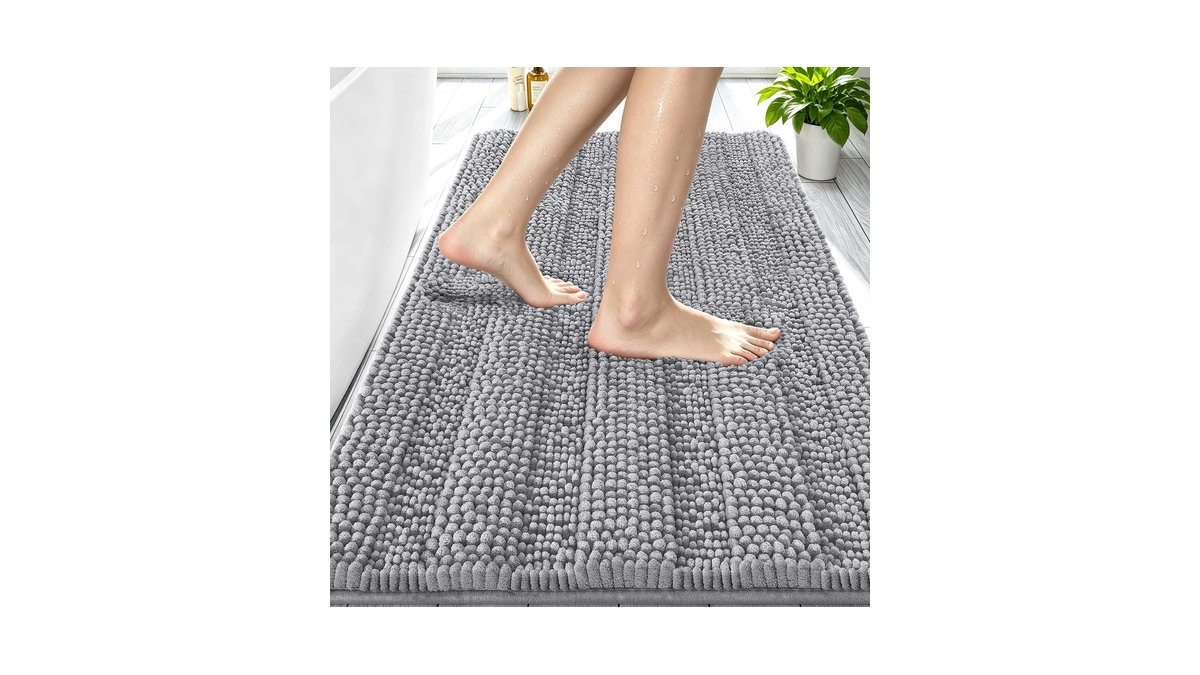 Smiry Thick Chenille Bathroom Rugs 30x20, Extra Soft Absorbent Striped