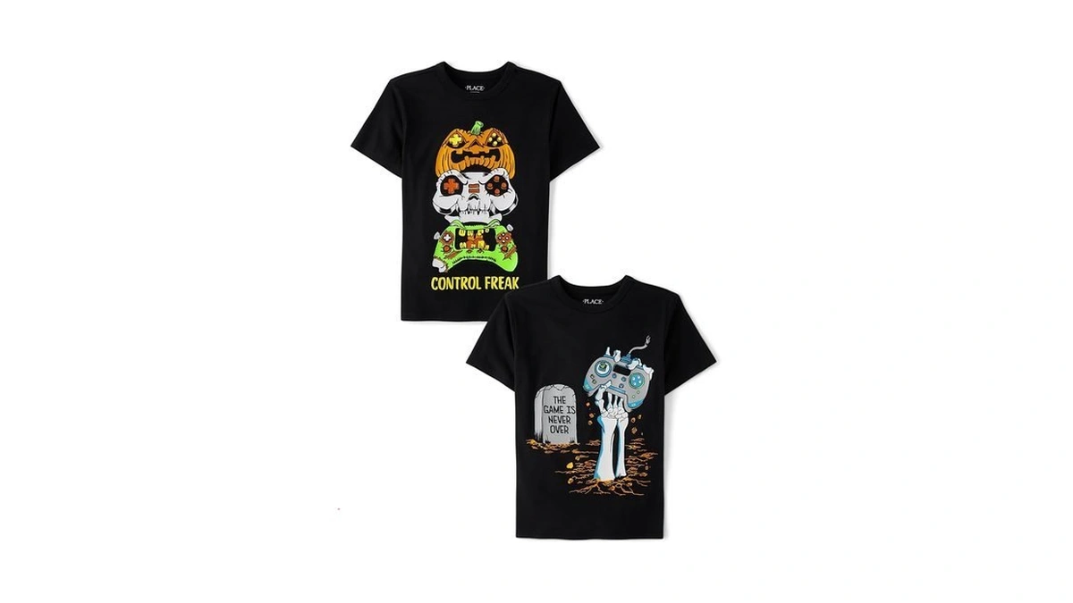 The Children's Place,boys,all Holidays Short Sleeve Graphic T-shirts,multipacks,skeleton Hand/control Freak