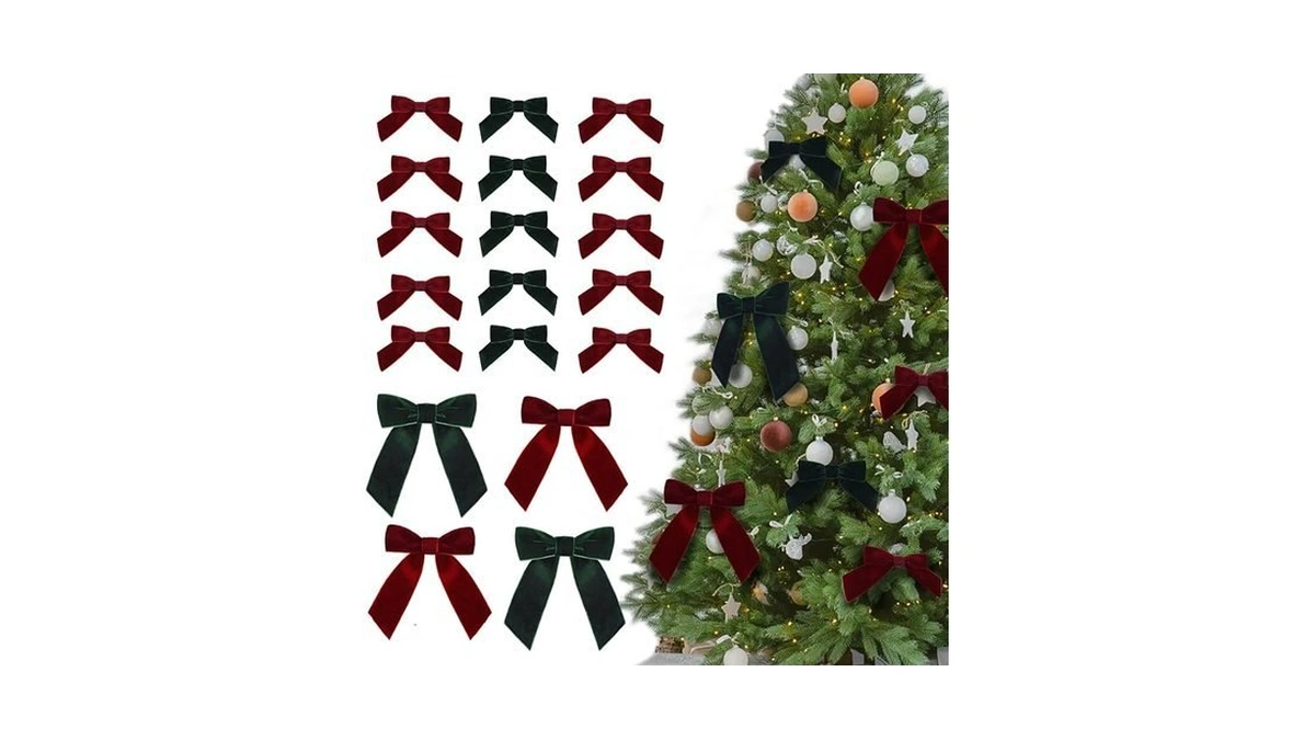 36 Pcs Burgundy Velvet Bows Red And Green Velvet Bows