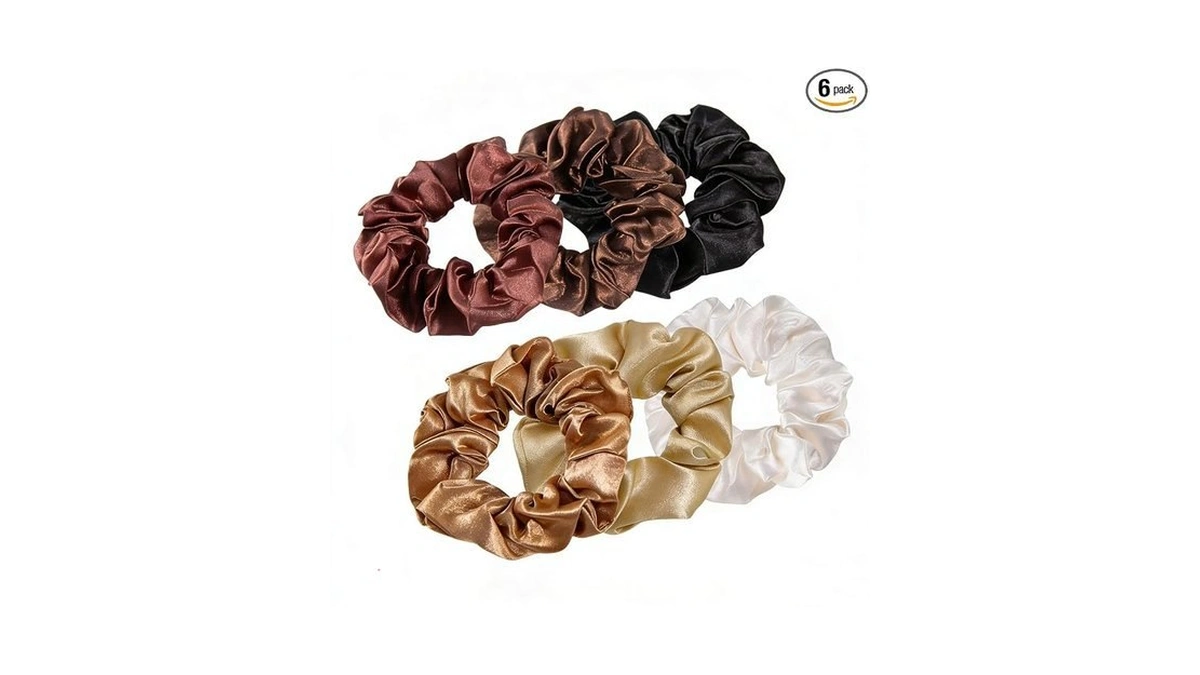 6pcs Pearlescent Satin Scrunchies Soft Hair Ties Creamy Gloss Fashion