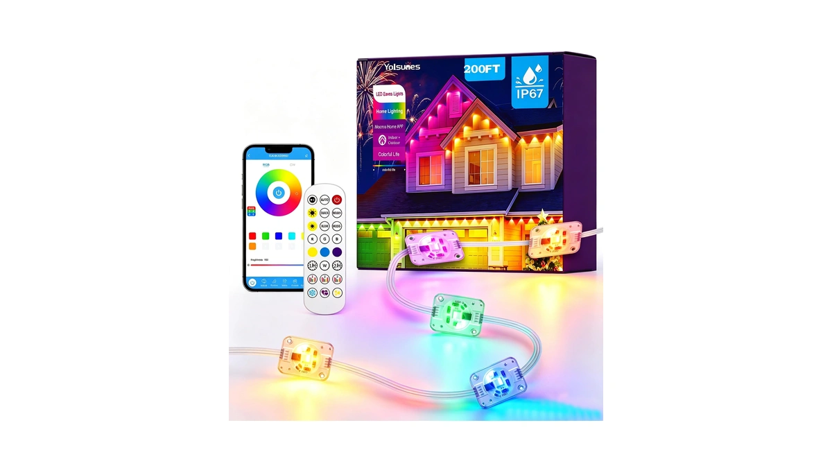 Permanent Outdoor Lights, 200ft Rgb+ic Smart Led Eaves Lights, Permanent