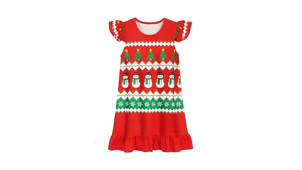 Wonderbabe Girls Christmas Nightgown Christmas Pajamas Dress 3d Printed Flutter