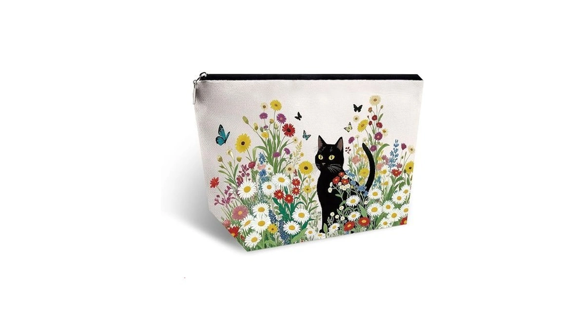 Eoffivan Black Cat Gifts For Women Cat Makeup Bag Cosmetic