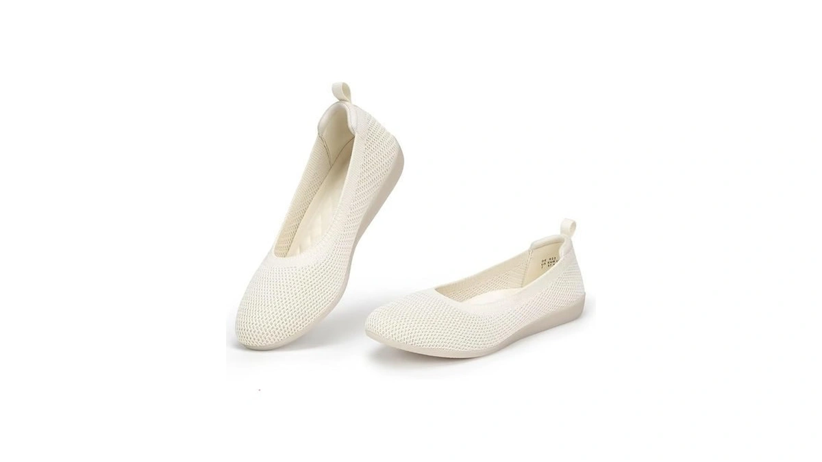 Dexjewu Women's Ballet Flats Knit Dress Shoes Soft Work Comfort