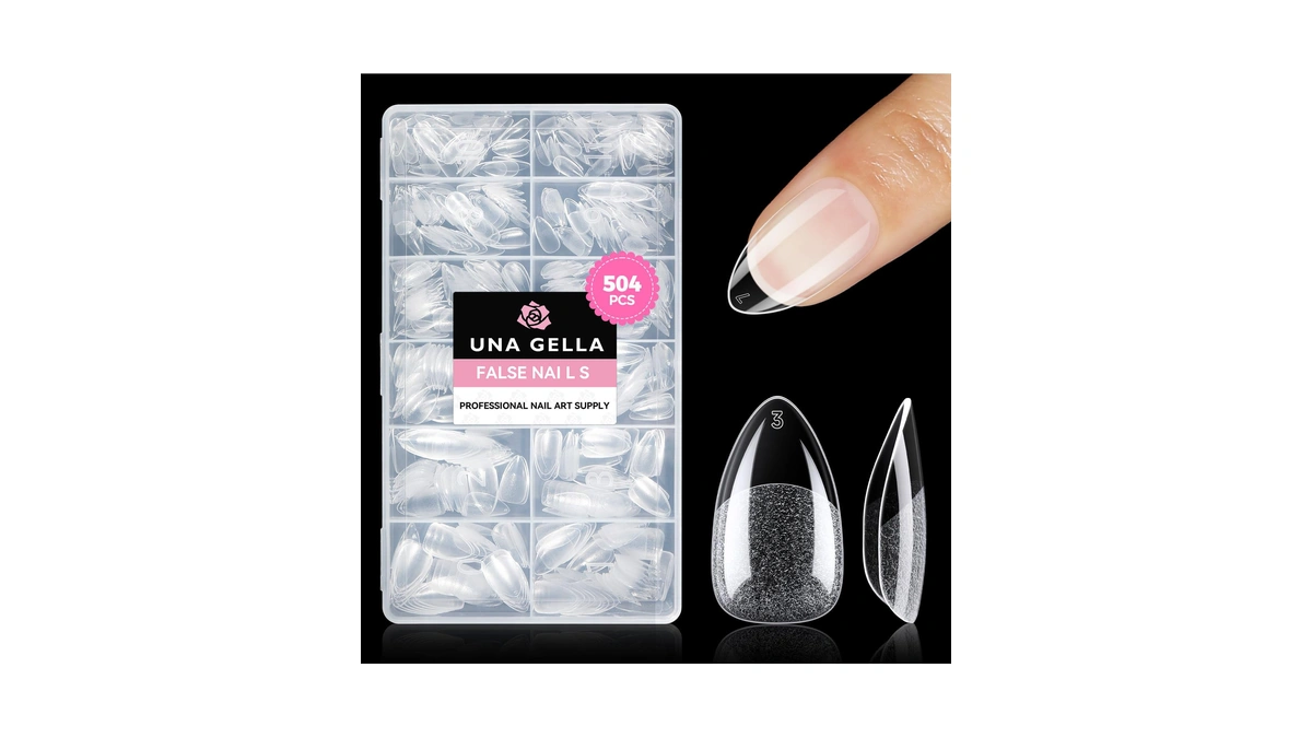 Una Gella Short Almond Nail Tips: 504pcs Short Fake Nails