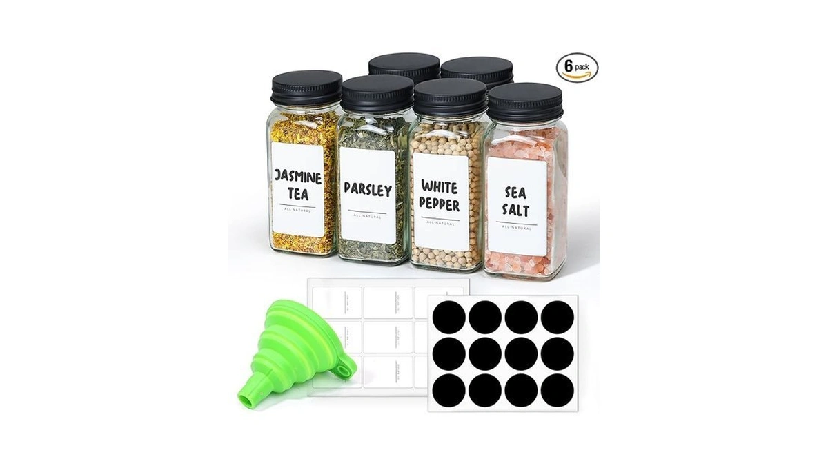 Comsaf Glass Spice Jars With With Labels 4 Oz 6