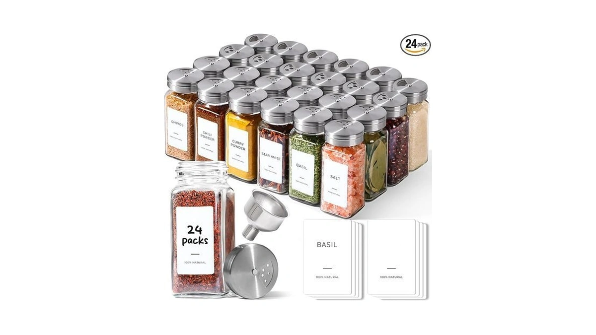 Comsaf Glass Spice Jars With Shaker Lids 4 Oz 24