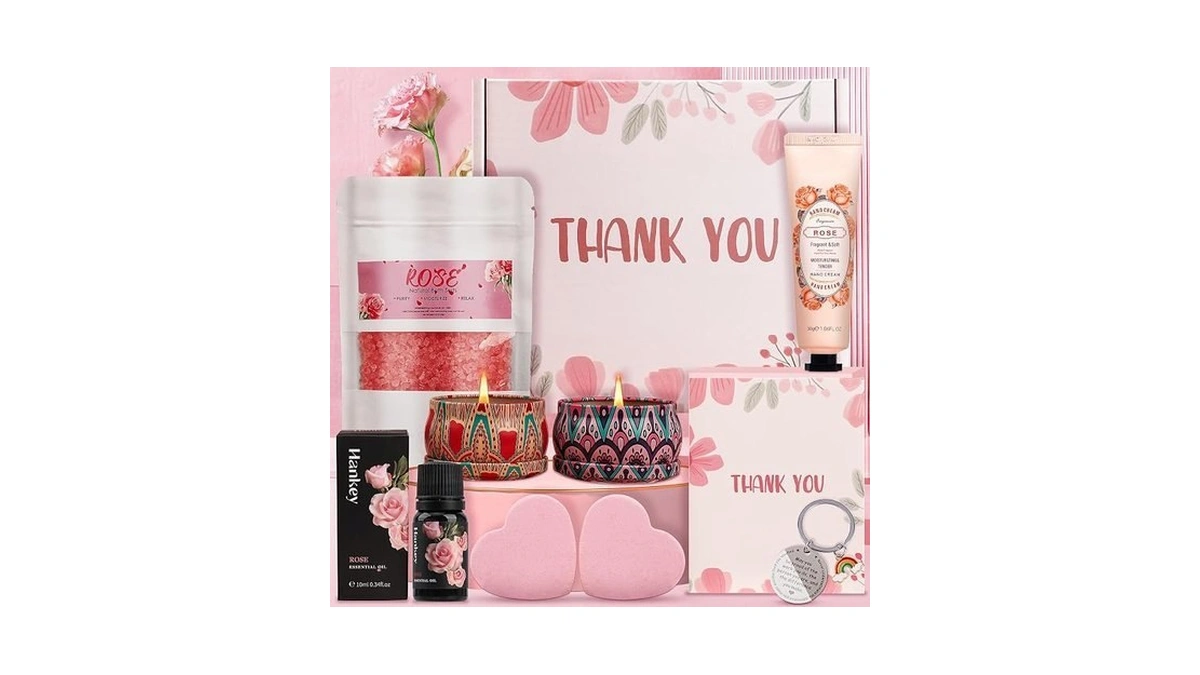 Thank You Gifts For Women, 9-piece Rose Pamper Set –