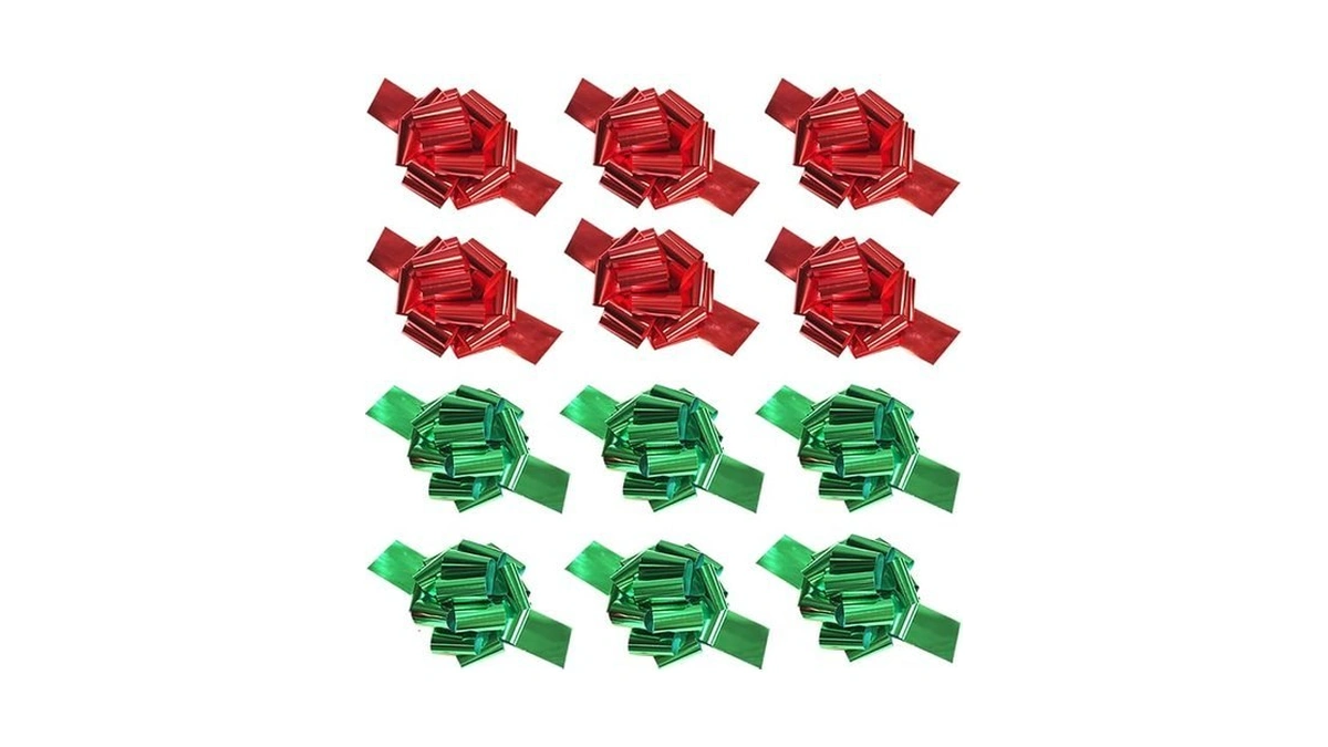 12pcs Large Christmas Pull Bows,6 Inches Xmas Pull Bows Christmas