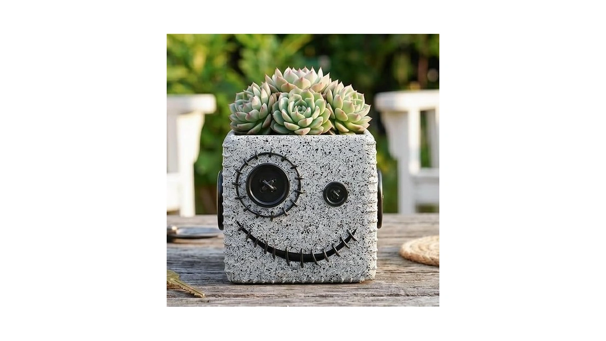 Artcachet Halloween Button Face Monster Planter, Resin Pot With Drainage
