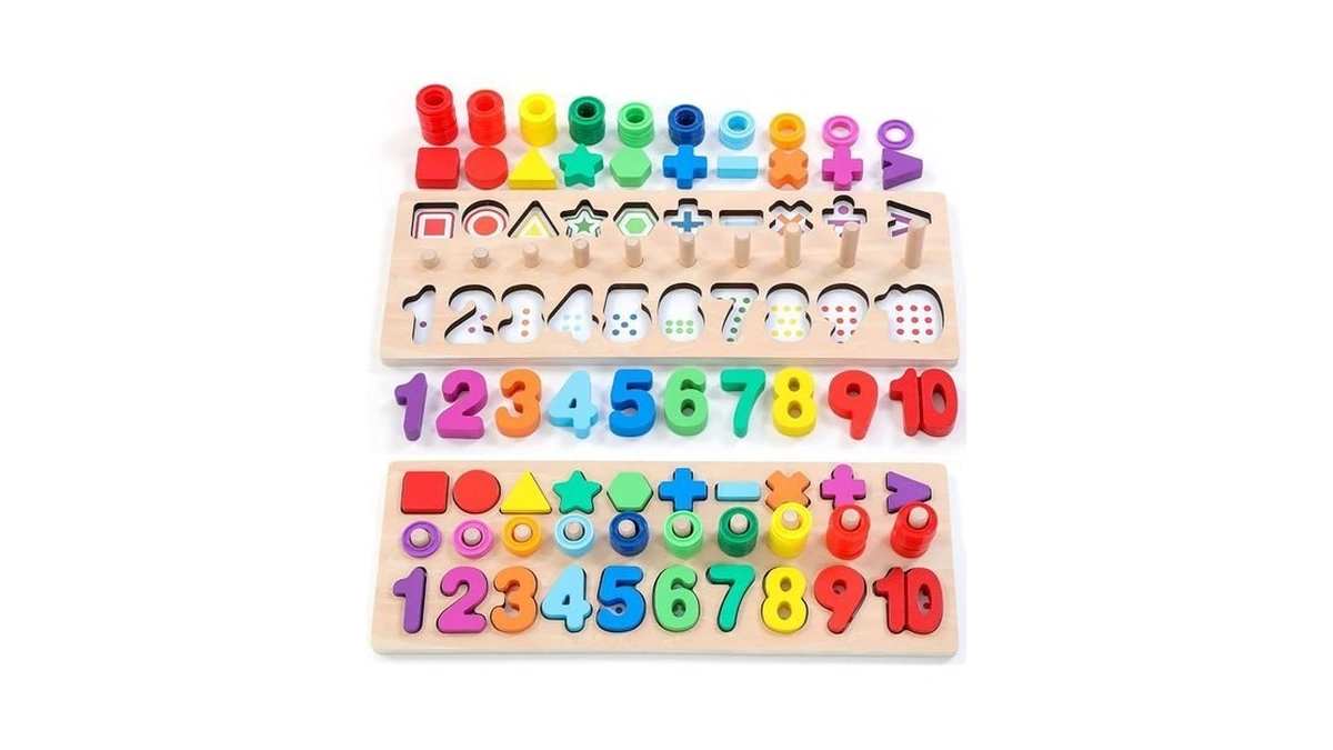 Gerocrew Wooden Montessori Toys For Kids Toddler Number Puzzles Sorter