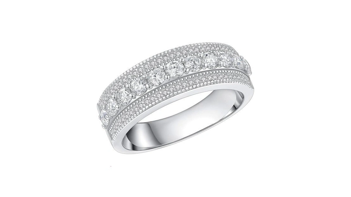 Sweetjew Womens Moissanite Wedding Band 925 Sterling Silver 1.5ct 71