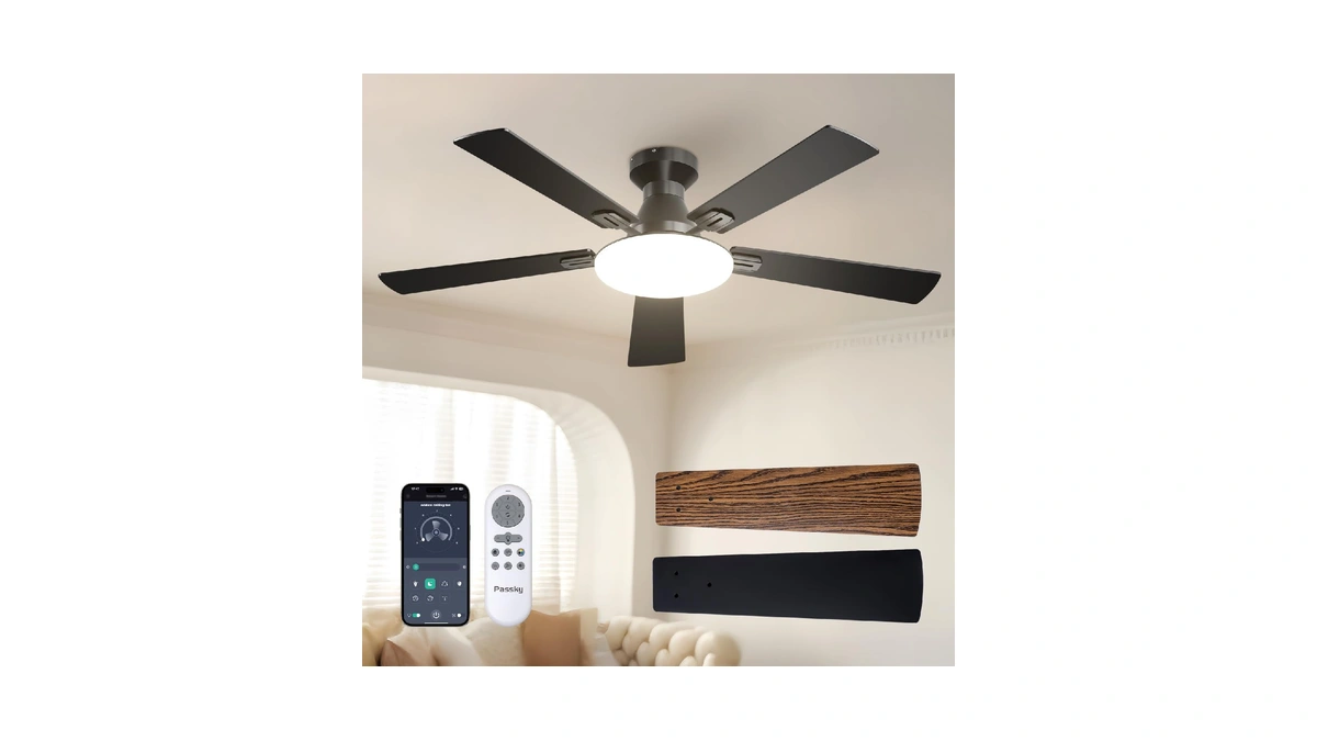 Passky Ceiling Fans With Lights, 52 Inch Flush Mount Ceiling