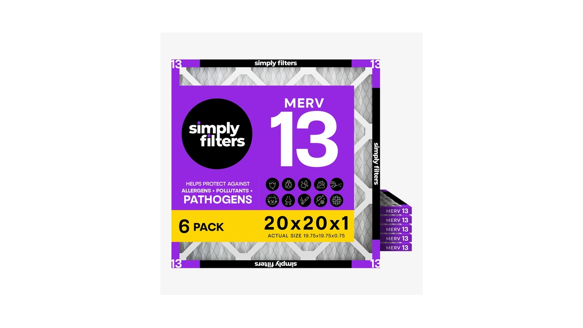Simply 20x20x1 Air Filter, Merv 13, 6 Pack, For Home