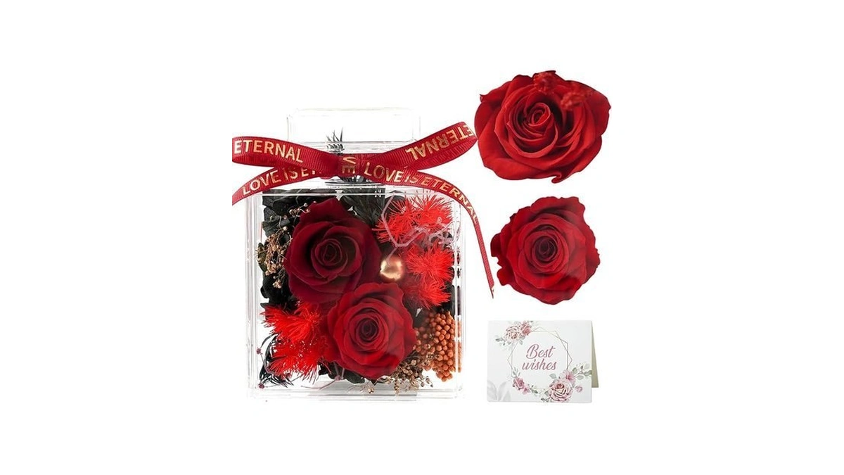 Cynrikah Forever Flowers, Preserved Flowers In Acrylic Box Forever Rose