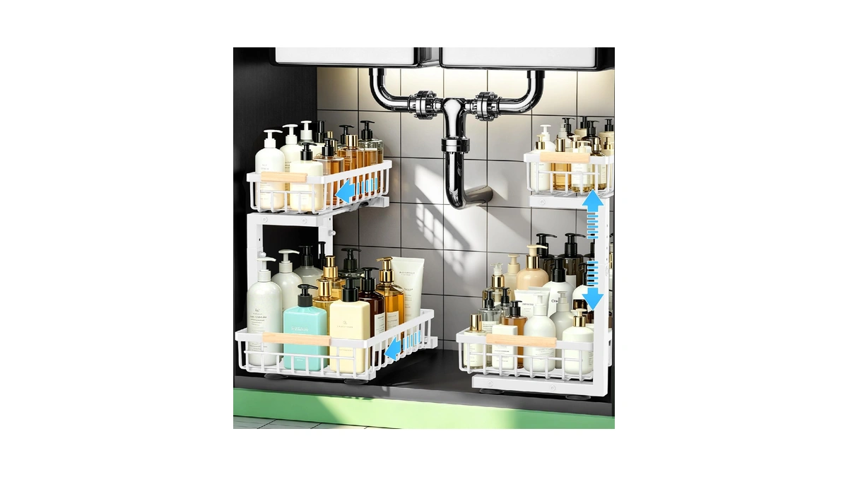 Geebom Under Sink Organizer, Pull Out Kitchen Storage Cabinet Organizer,